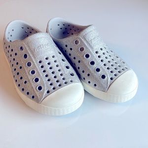 Toddler Girls Native Jefferson Bling Silver Glitter 6